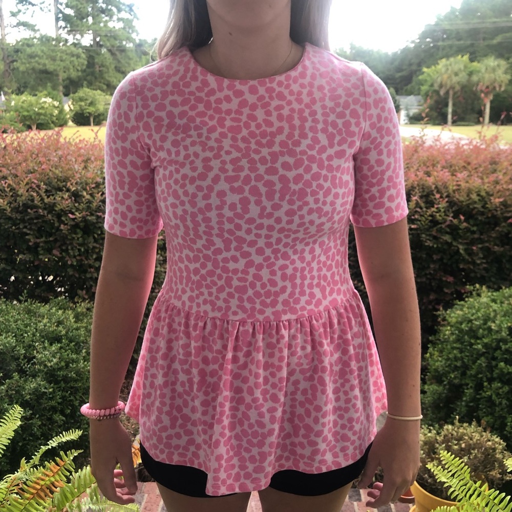 💖💖💖Tyler Boe Pink Animal Print Peplum Top